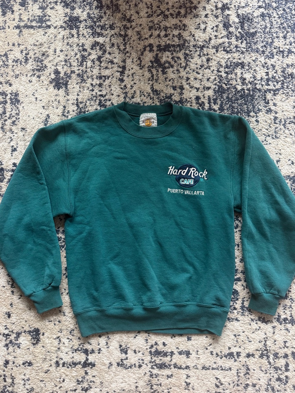 VINTAGE Hard Rock Cafe Teal Green Crewneck Sweater